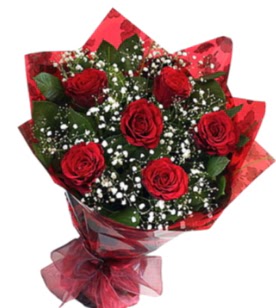 6 adet kırmızı gülden buket  Şırnak İnternetten çiçek siparişi 