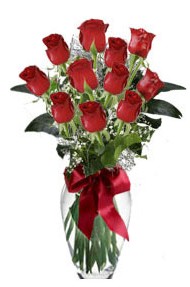 11 adet kirmizi gül vazo mika vazo içinde  Şırnak çiçek online çiçek siparişi 
