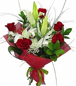 1 dal kazablanka 5 kırmızı gül buketi  Şırnak online çiçekçi , çiçek siparişi 